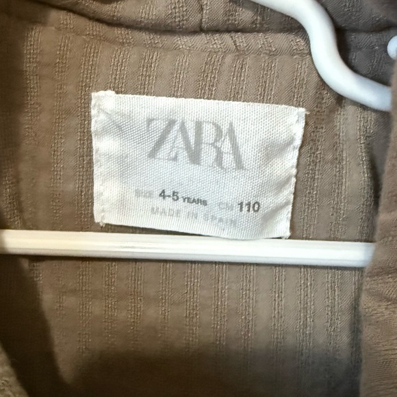 ZARA Kids Cream Herringbone Hooded Pea Coat - Picture 2 of 2